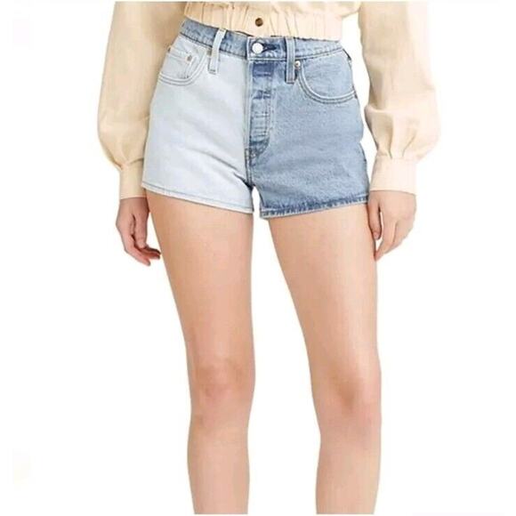 Levi's Pants - Levi's 501 Of Two Minds Two Tone Blue Denim Shorts Sz 29 Button Fly High Rise